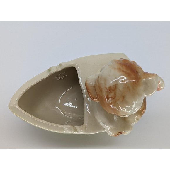 Vintage Shawnee 736 USA Ceramic Planter Lamb in Row Boat Baby Animal - Picture 3 of 11